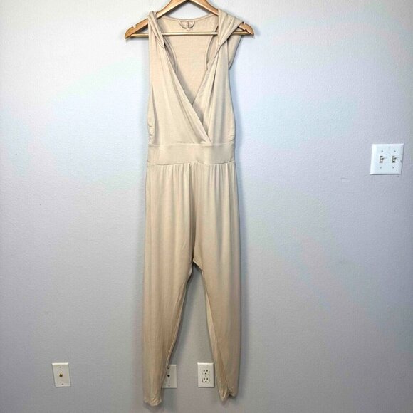 Free People Movement‎ Second Chance Hooded Jumpsuit Relaxed Fit Beige Size Small - Picture 3 of 16
